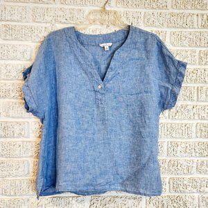 COPY - LL Bean Signature Blue Linen Top